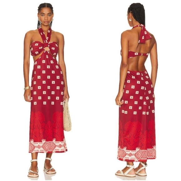 Johanna Ortiz Quechua Cut Out Halter Midi Dress NWT - Picture 3 of 9